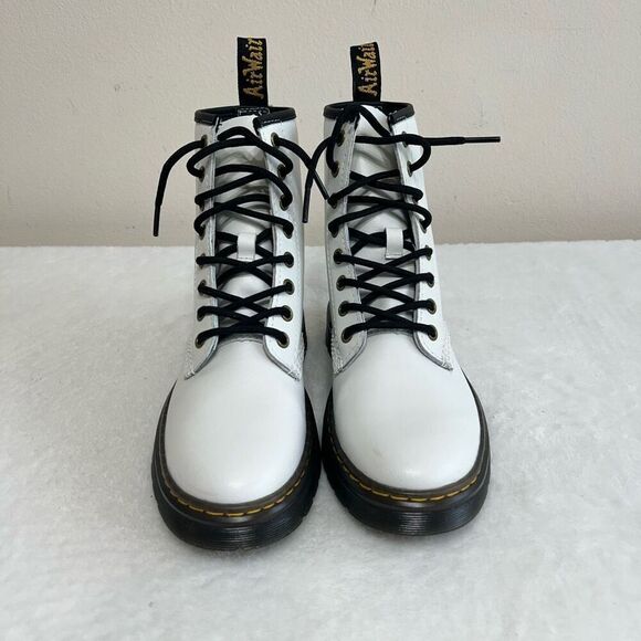 Dr. Martens White Zavala Combat Boots Lace Up 6 Women - Picture 2 of 11